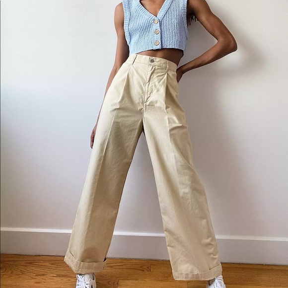 LEVIS PLEATED HIGH LOOSE KHAKI PANTS NWT - Picture 1 of 7
